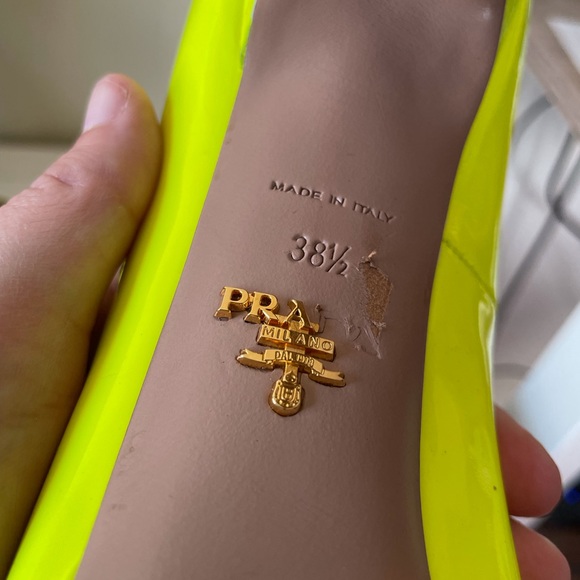 Neon Yellow Peep Toe Prada Platform Heels size 8 - Picture 7 of 14